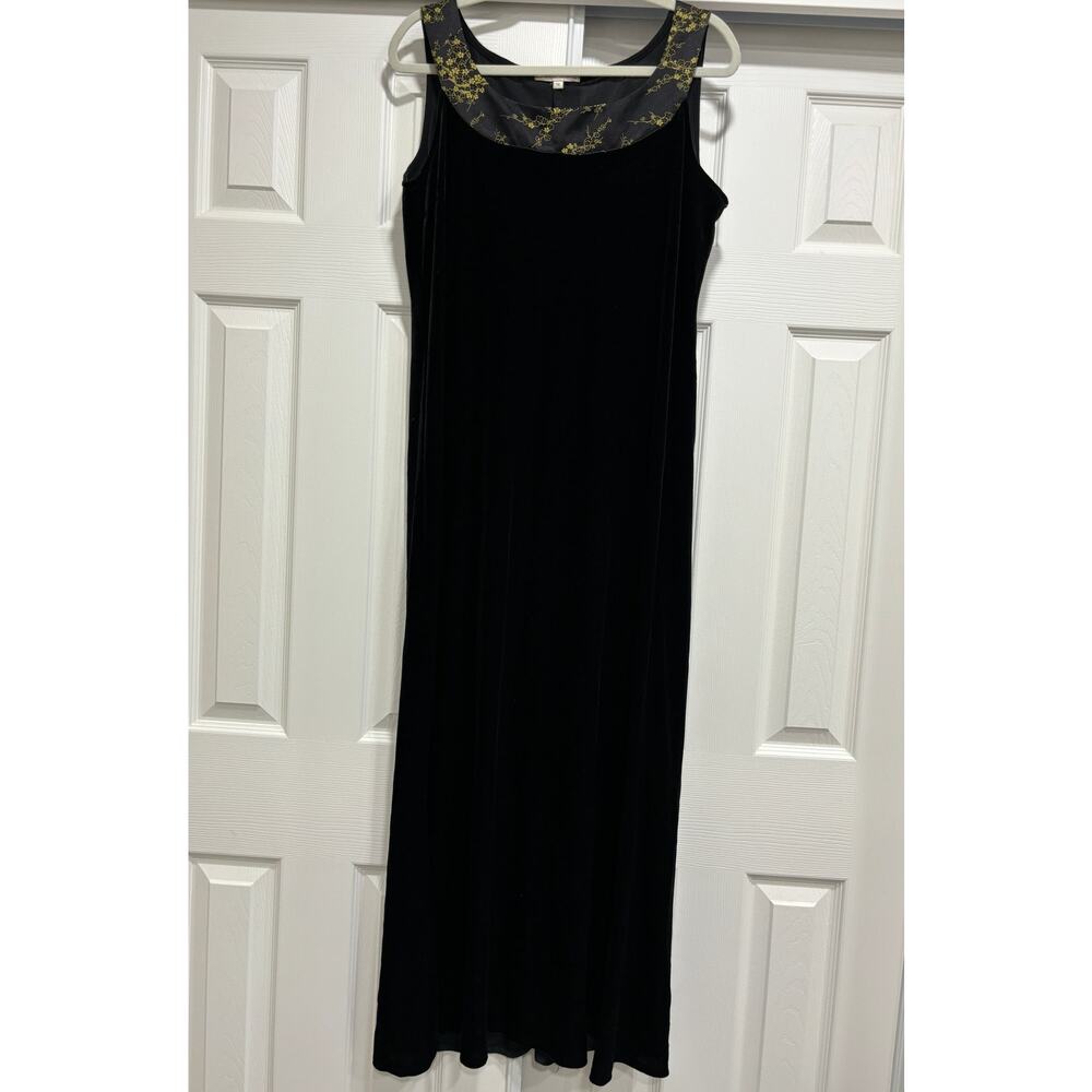 Spencer Alexis Black Velvet Maxi Evening Dress Sleeveless sz 14 Whimsigoth